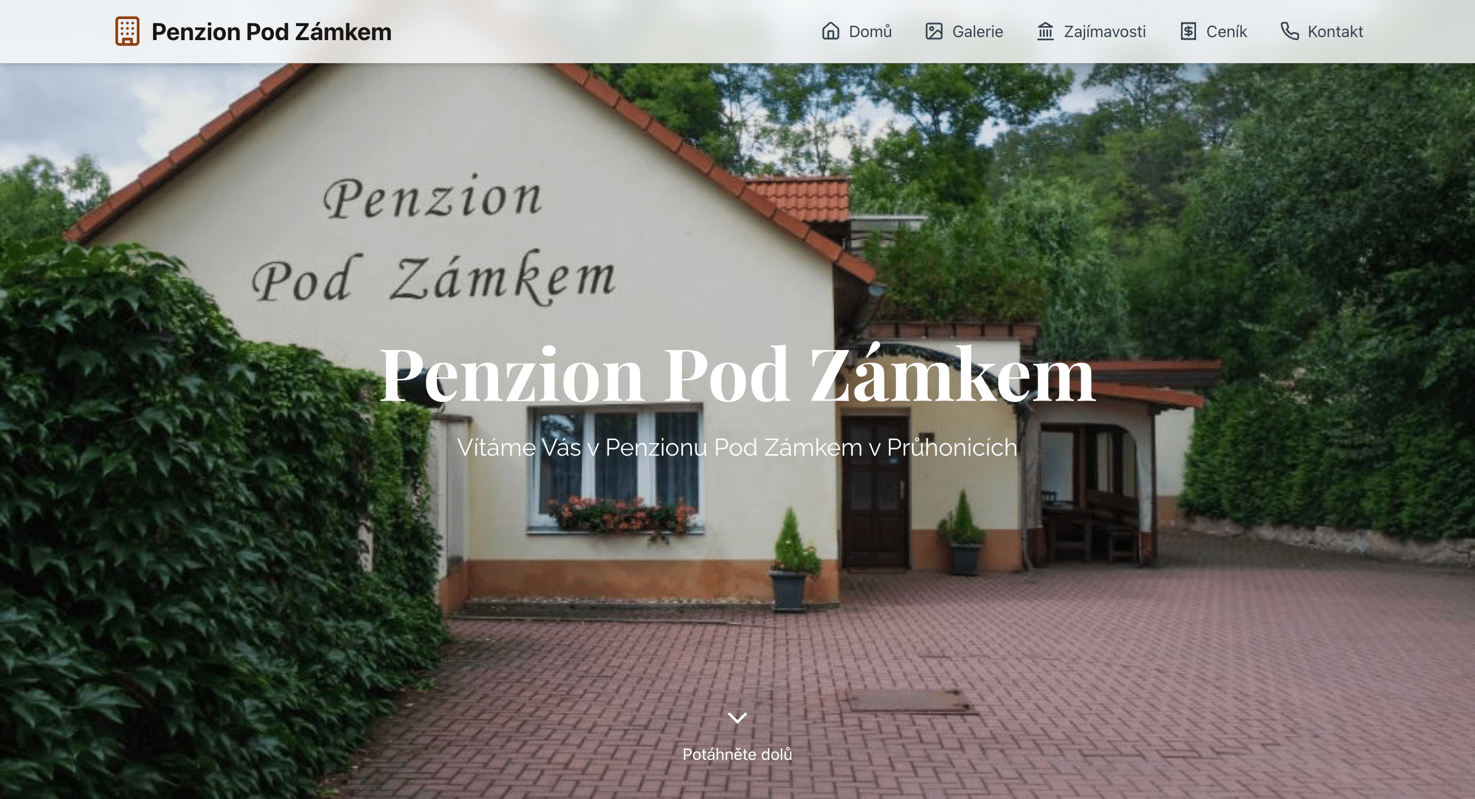 Webová stránka Penzion Pod Zámkem